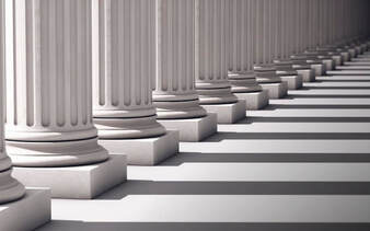 Image of courthouse pillars - major case portfolio law firm financing from $10MM to $100MM available from Advanced Legal Capital